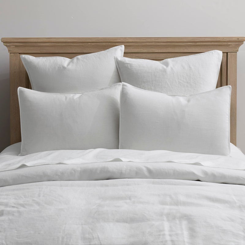 ATLINIA Linen Pillow Cases Euro Sham - 26 x 26 Inch Bed Pillow Protector Cover Set of 2 Bedding Cooling Neutral Pillowcase Shams White - Image 5